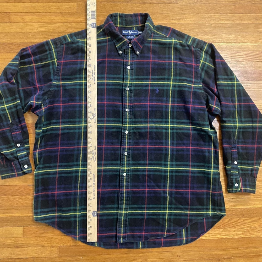 Ralph Lauren Shirt Mens 2XL Black Plaid Blake Button Down Cotton Pony Logo - Picture 5 of 10